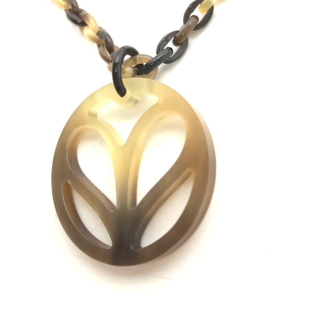 HERMES Heart Horn Pendant Chain Necklace in Buffalo Horn, Brown, for Women - Picture 4 of 10
